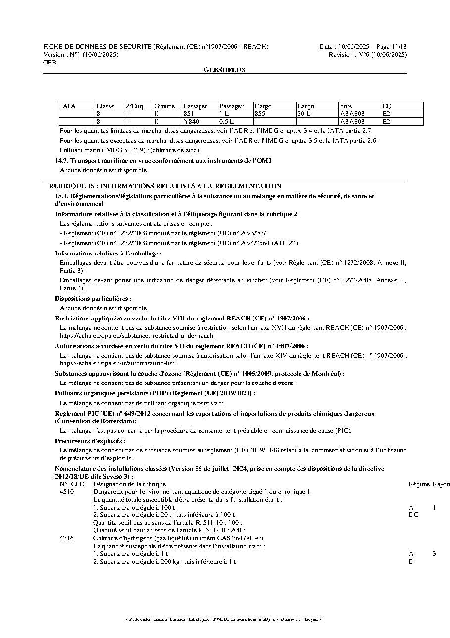 Fiche technique fournisseur