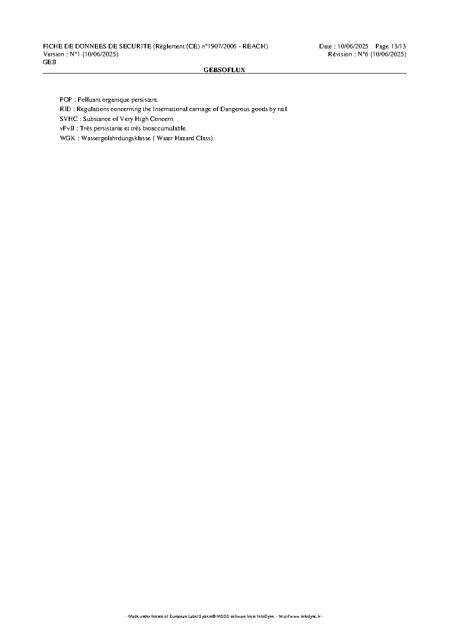 Fiche technique fournisseur