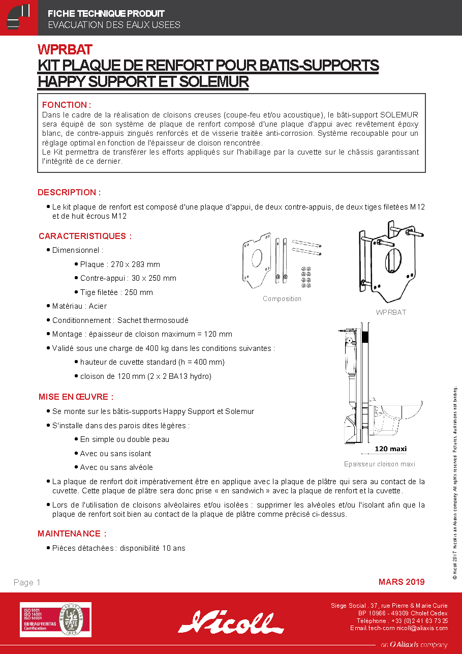 Fiche technique fournisseur