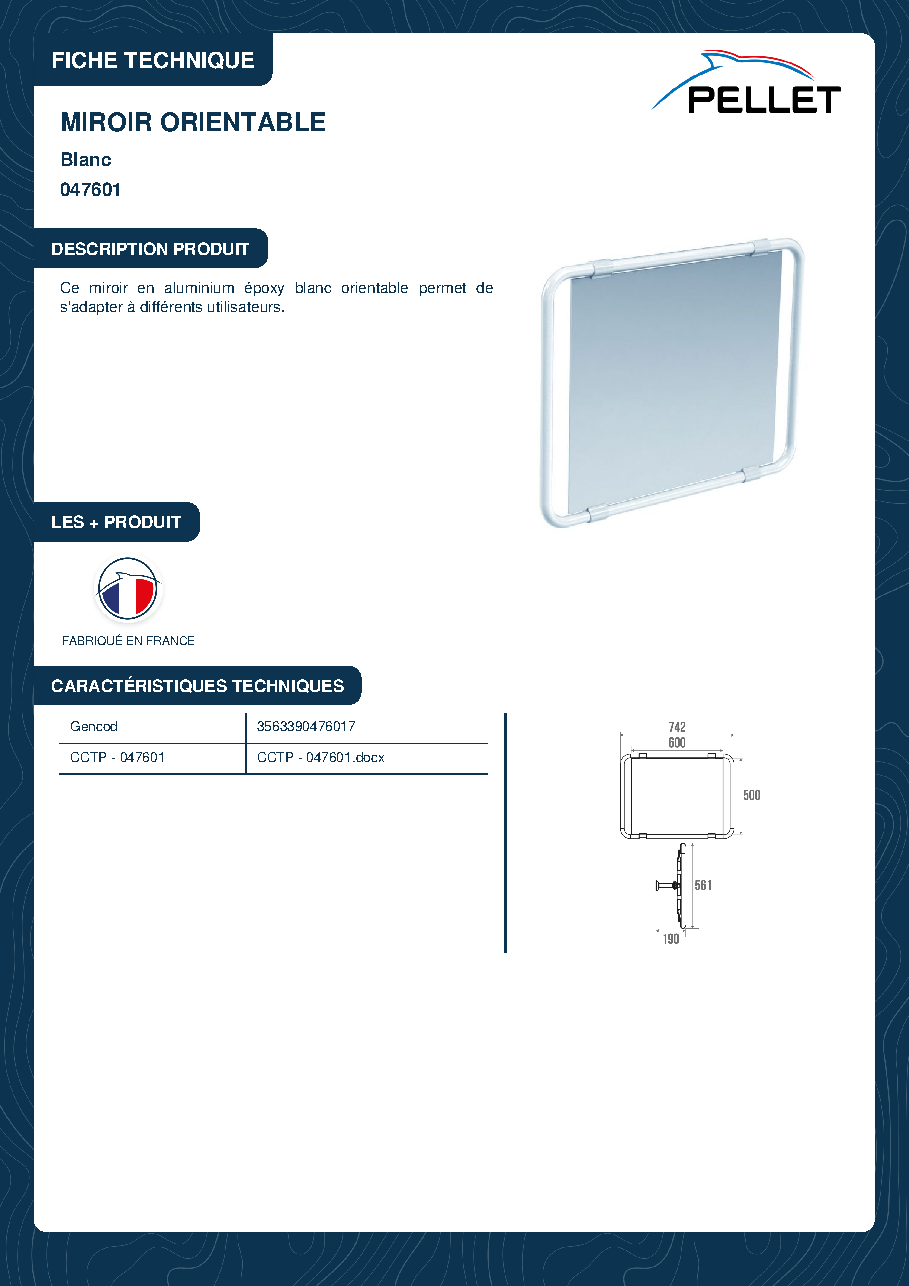 Fiche technique fournisseur