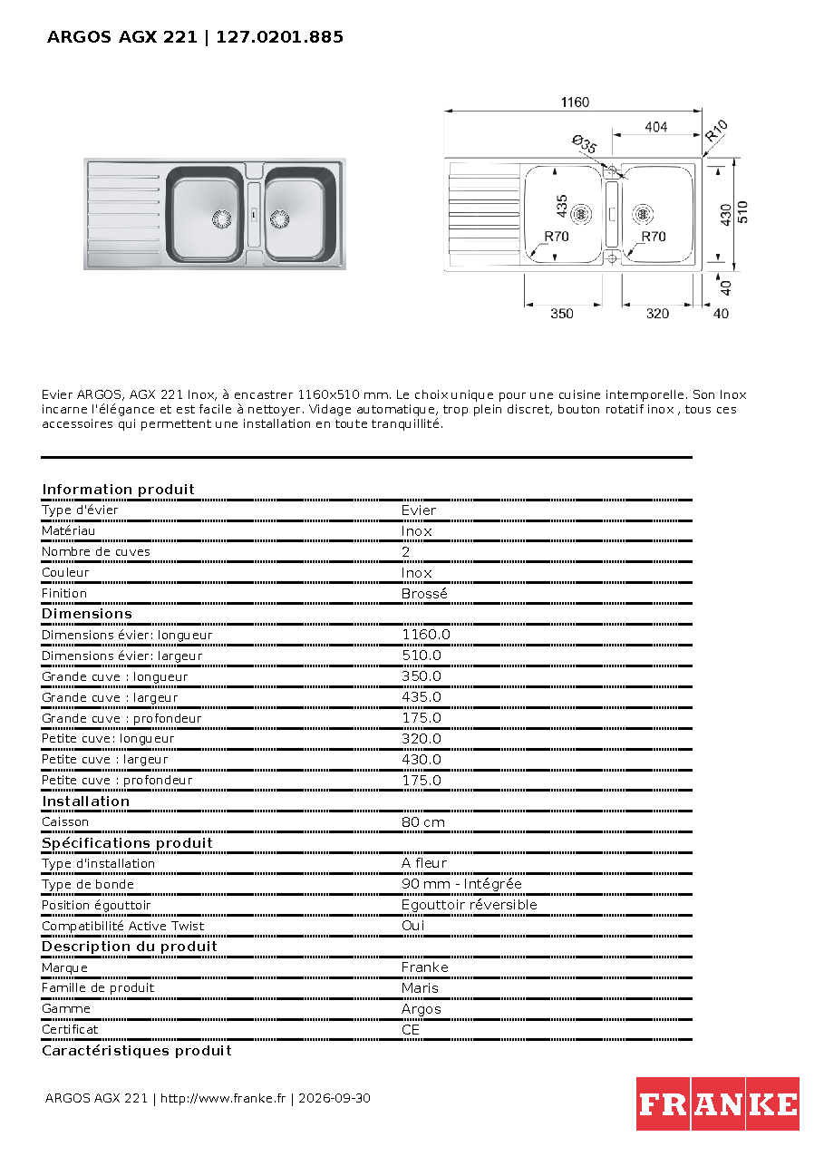 Fiche technique fournisseur