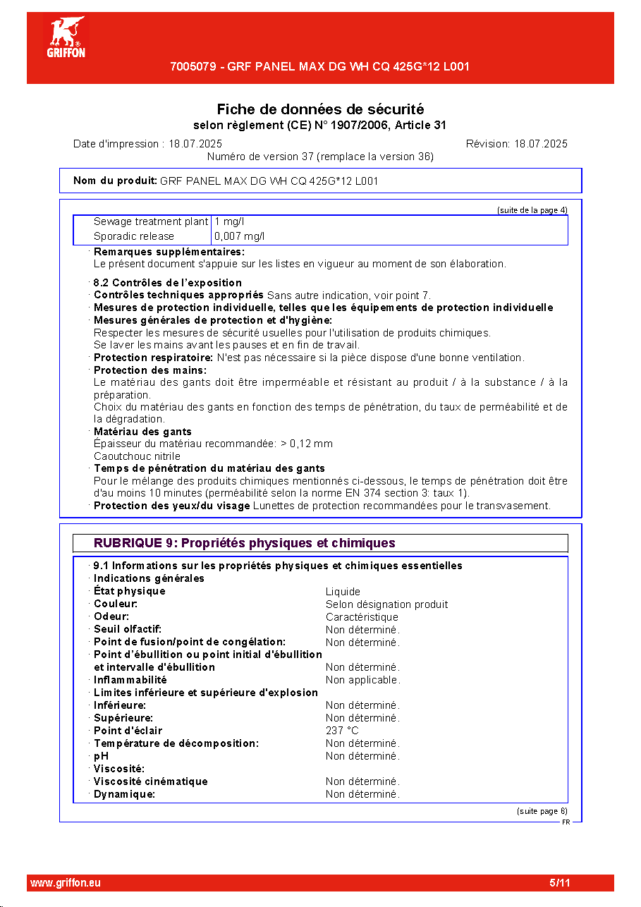 Fiche technique fournisseur