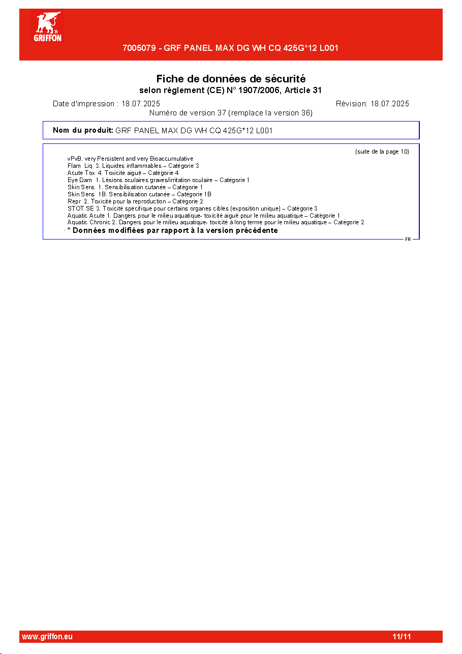 Fiche technique fournisseur