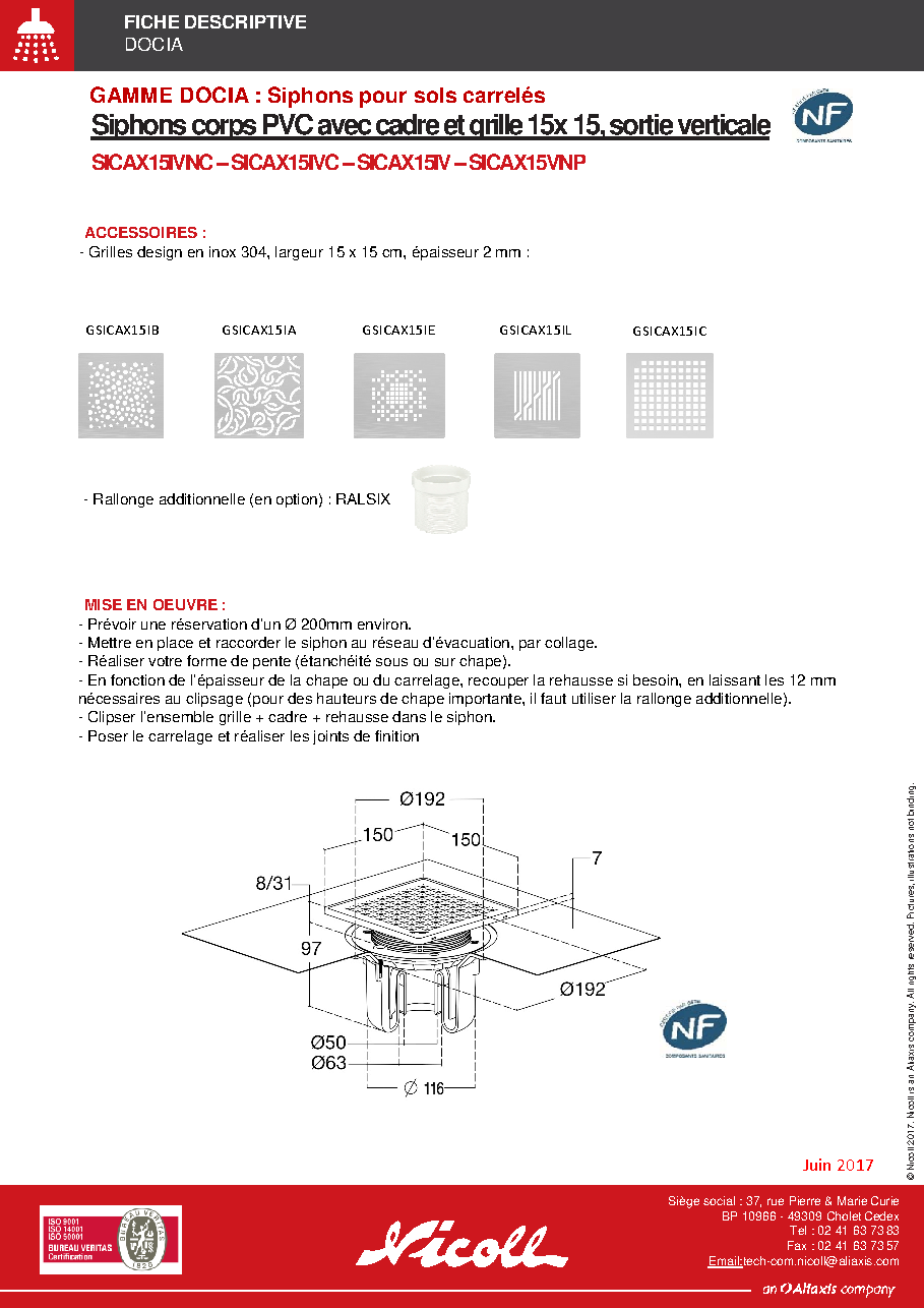 Fiche technique fournisseur