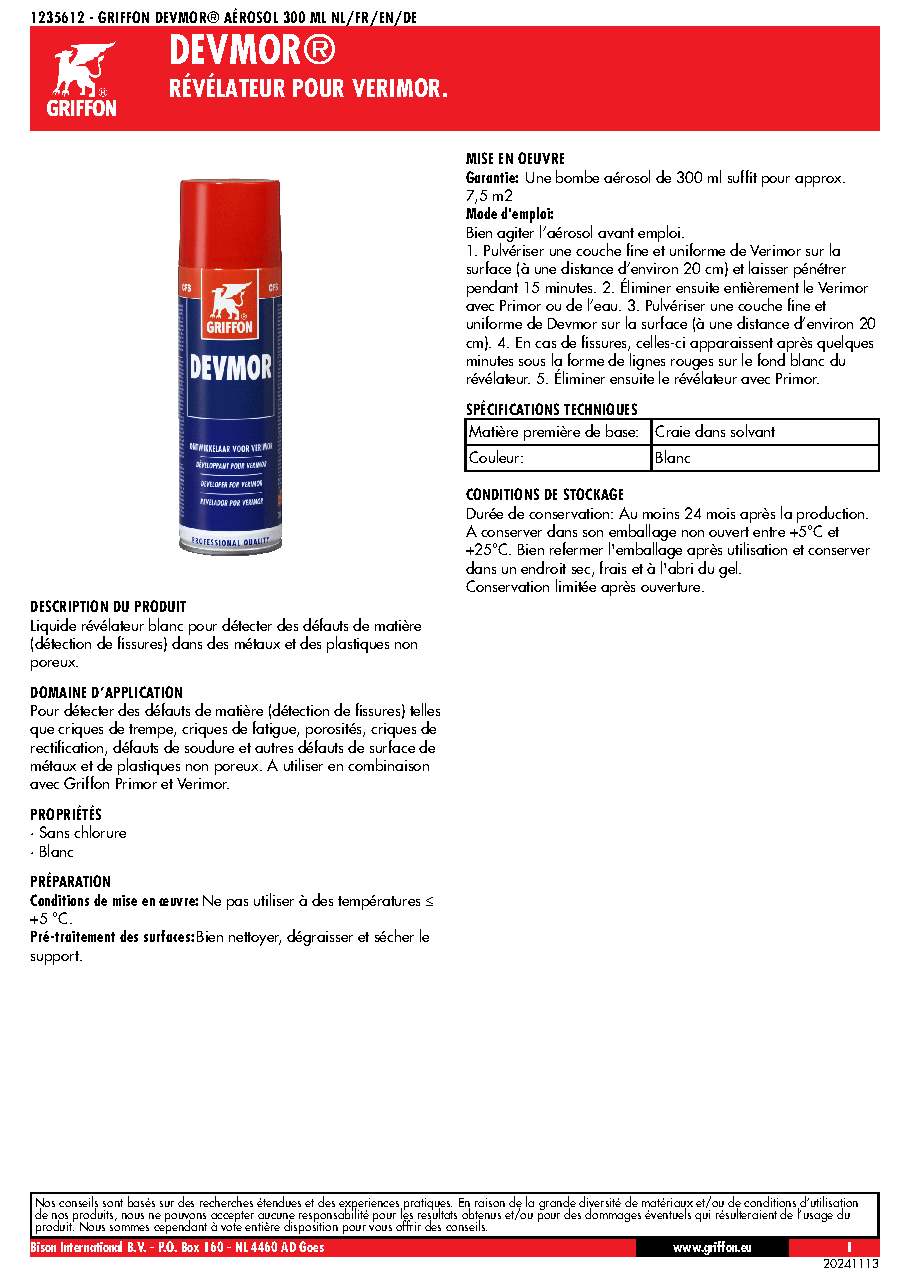 Fiche technique fournisseur