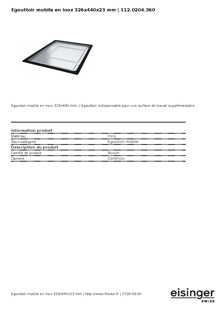 Fiche technique fournisseur
