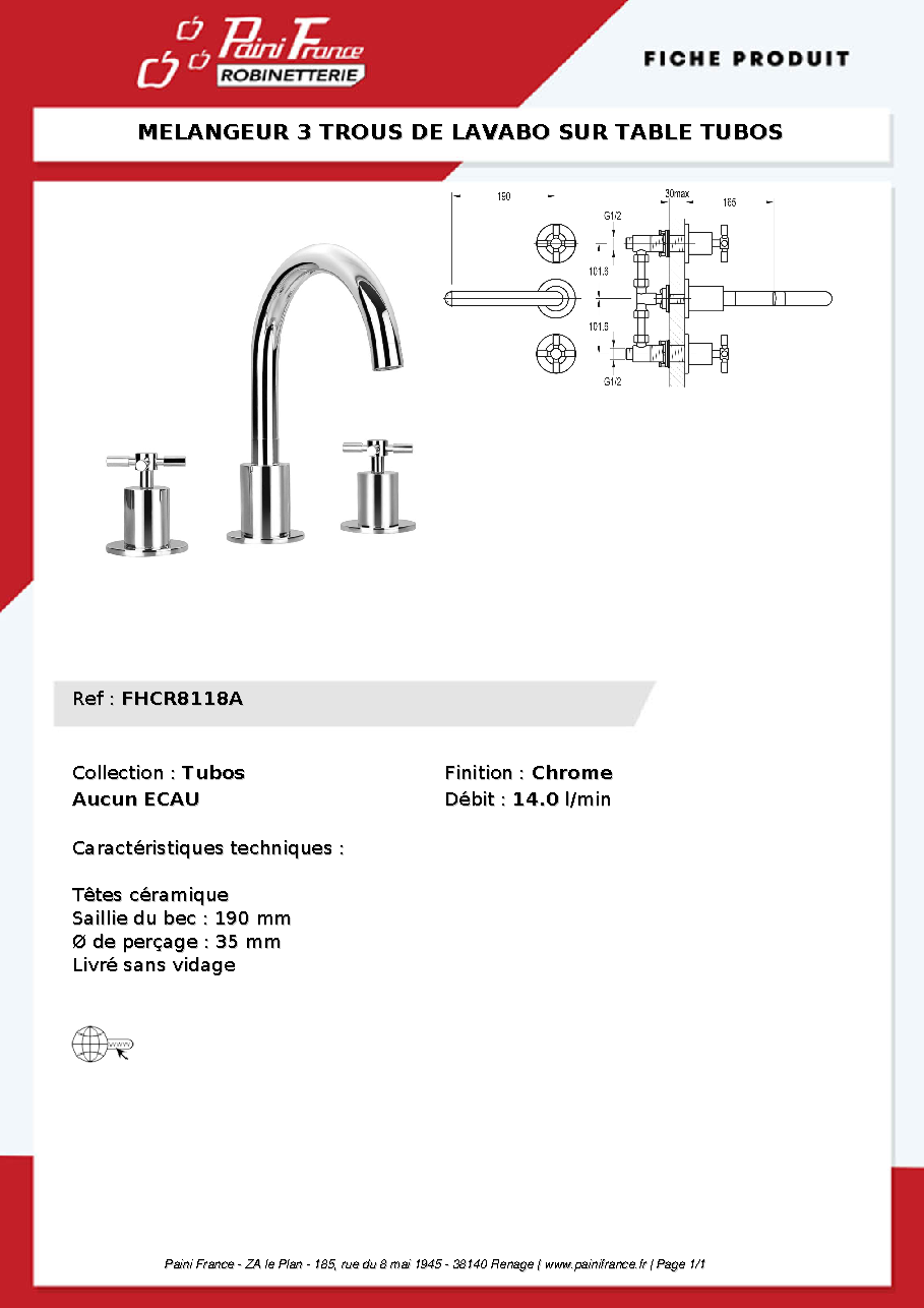 Fiche technique fournisseur