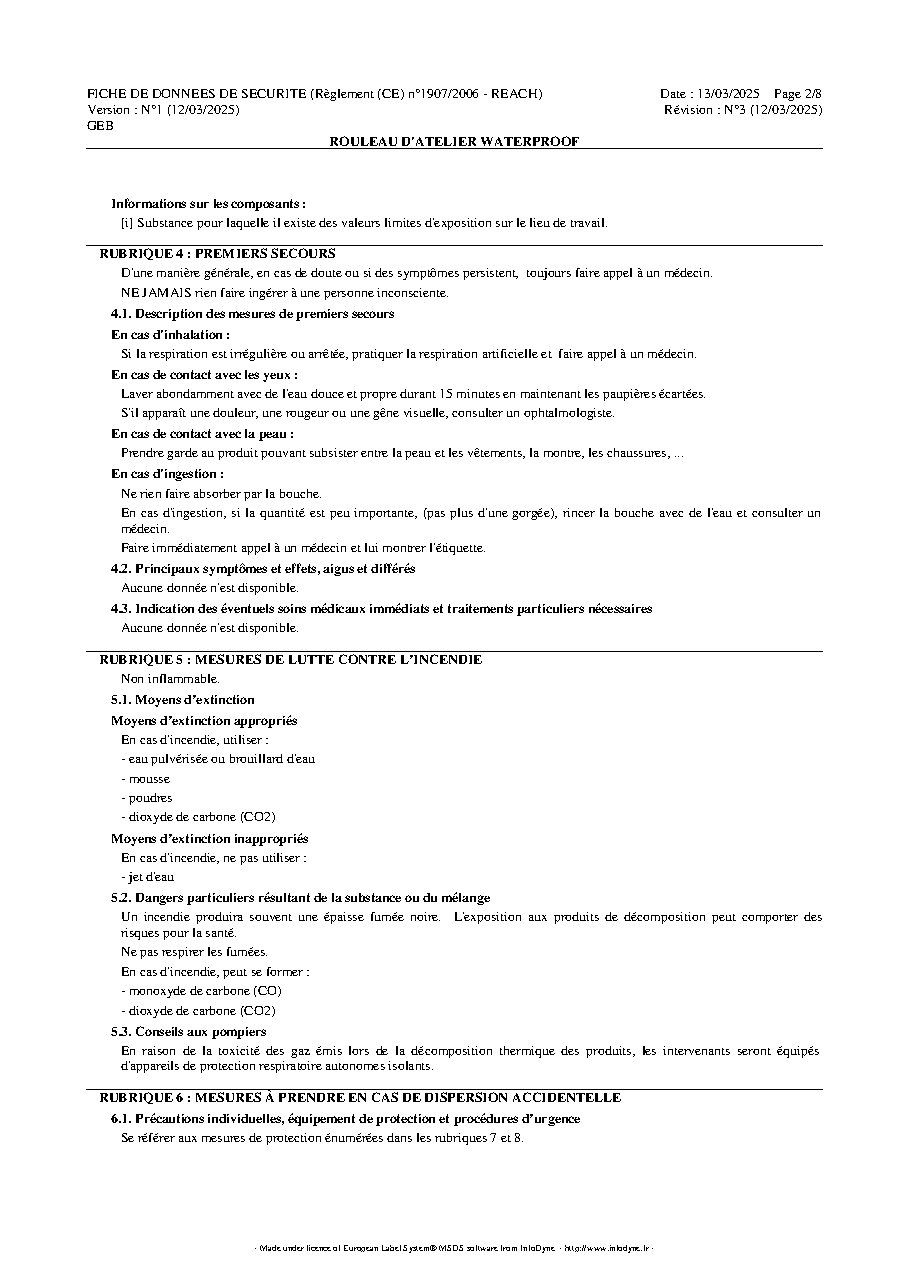 Fiche technique fournisseur