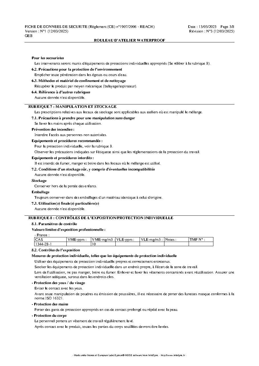Fiche technique fournisseur