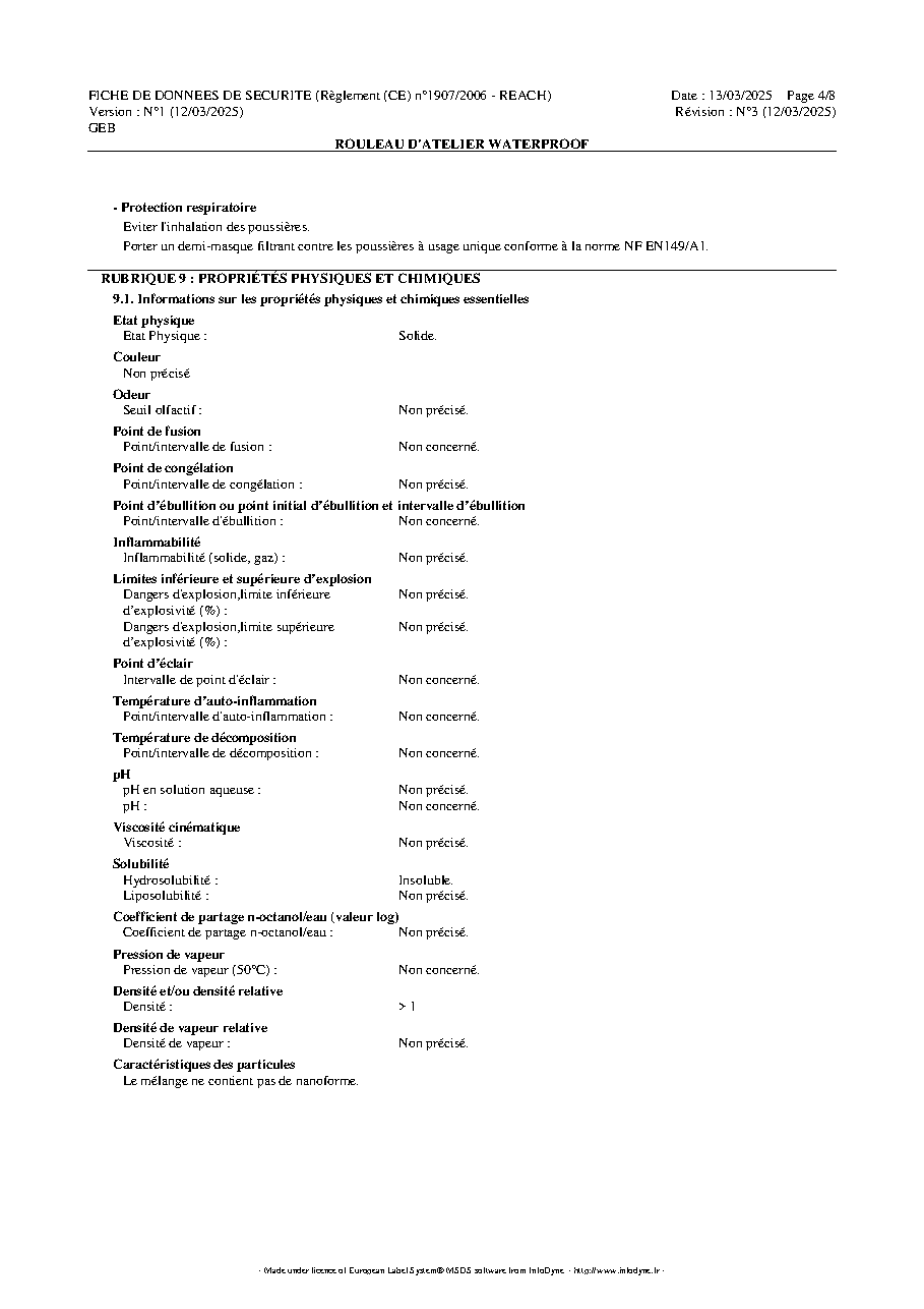 Fiche technique fournisseur