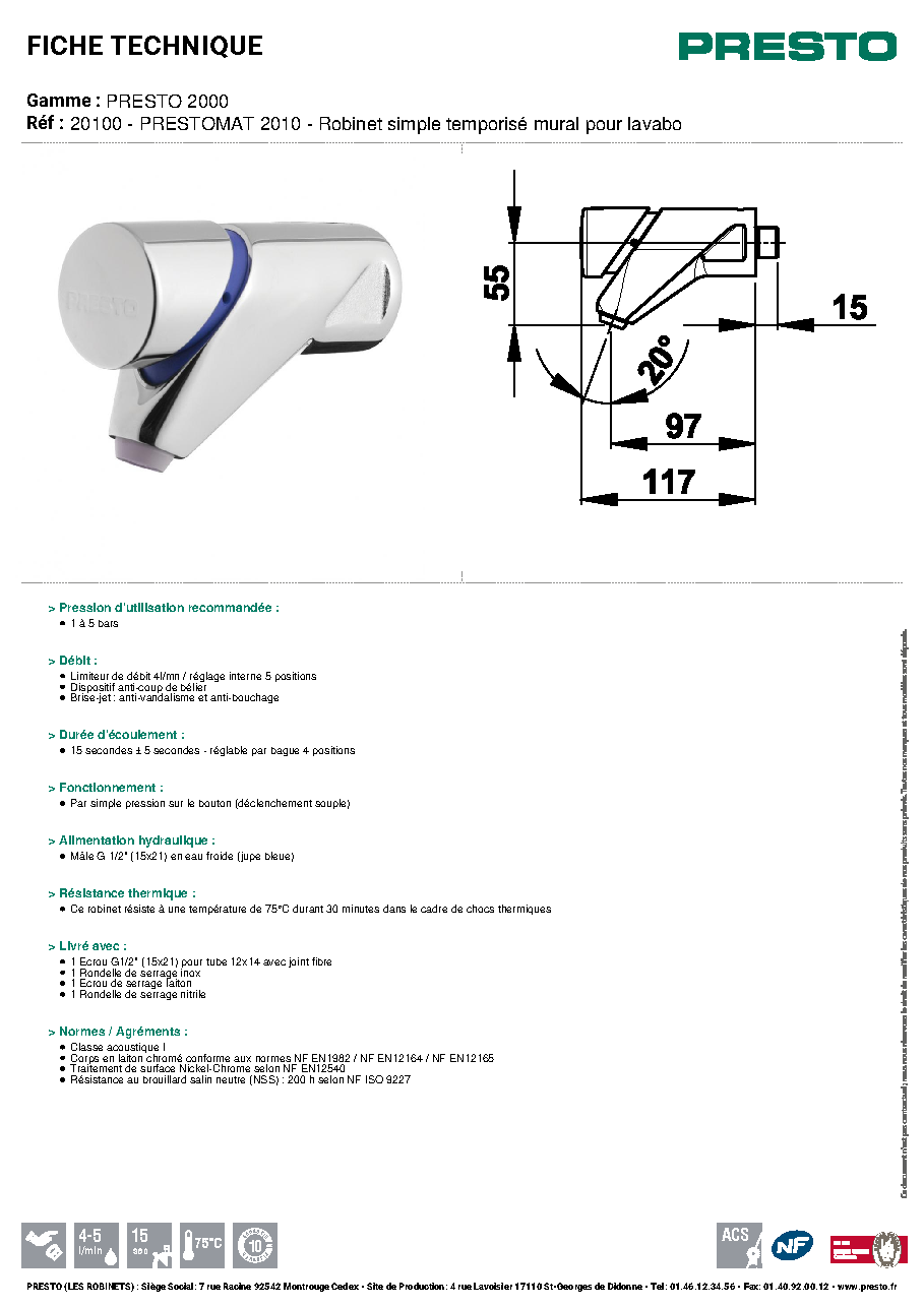 Fiche technique fournisseur