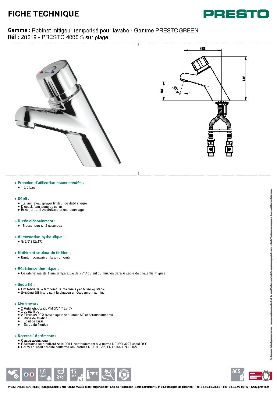 Fiche technique fournisseur