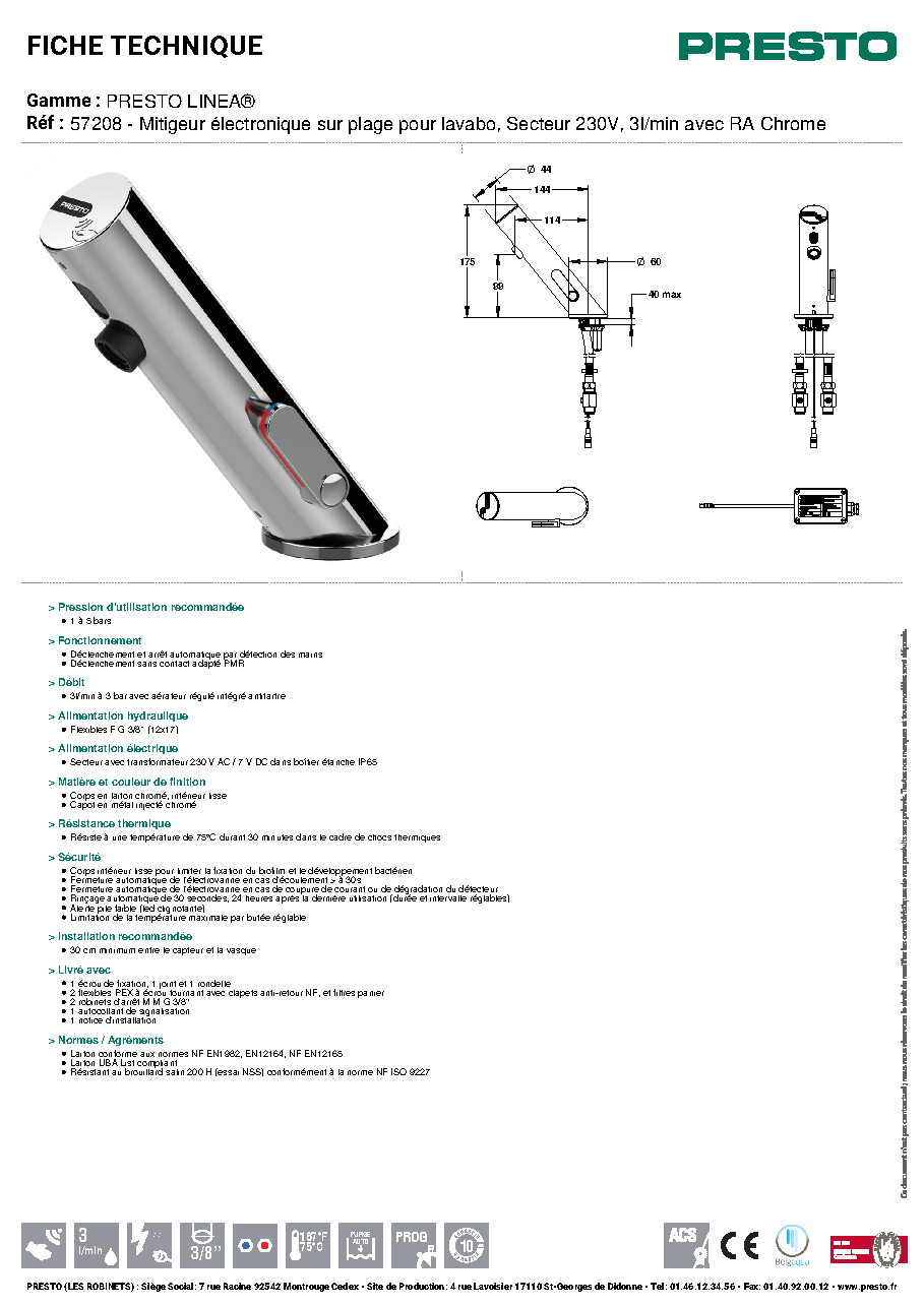 Fiche technique fournisseur