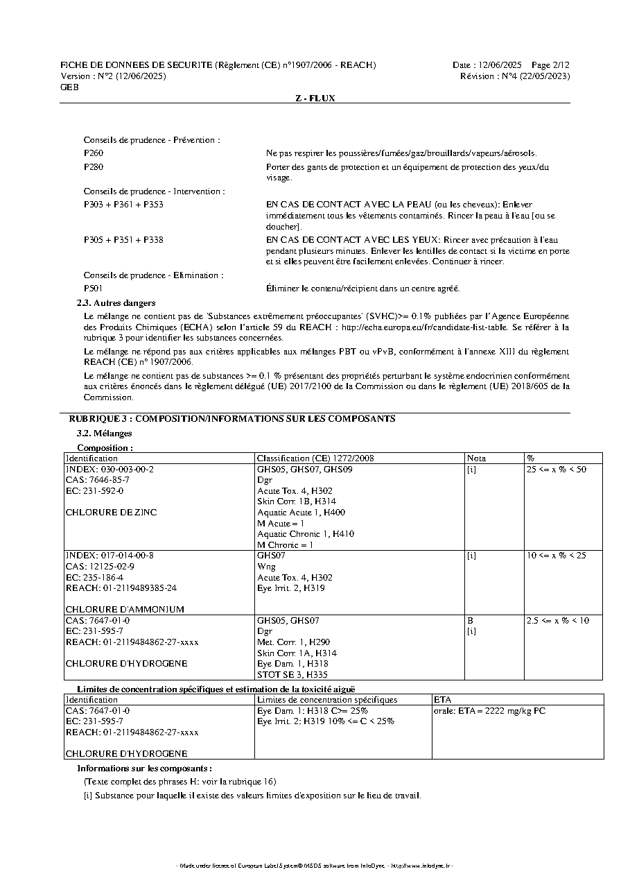 Fiche technique fournisseur
