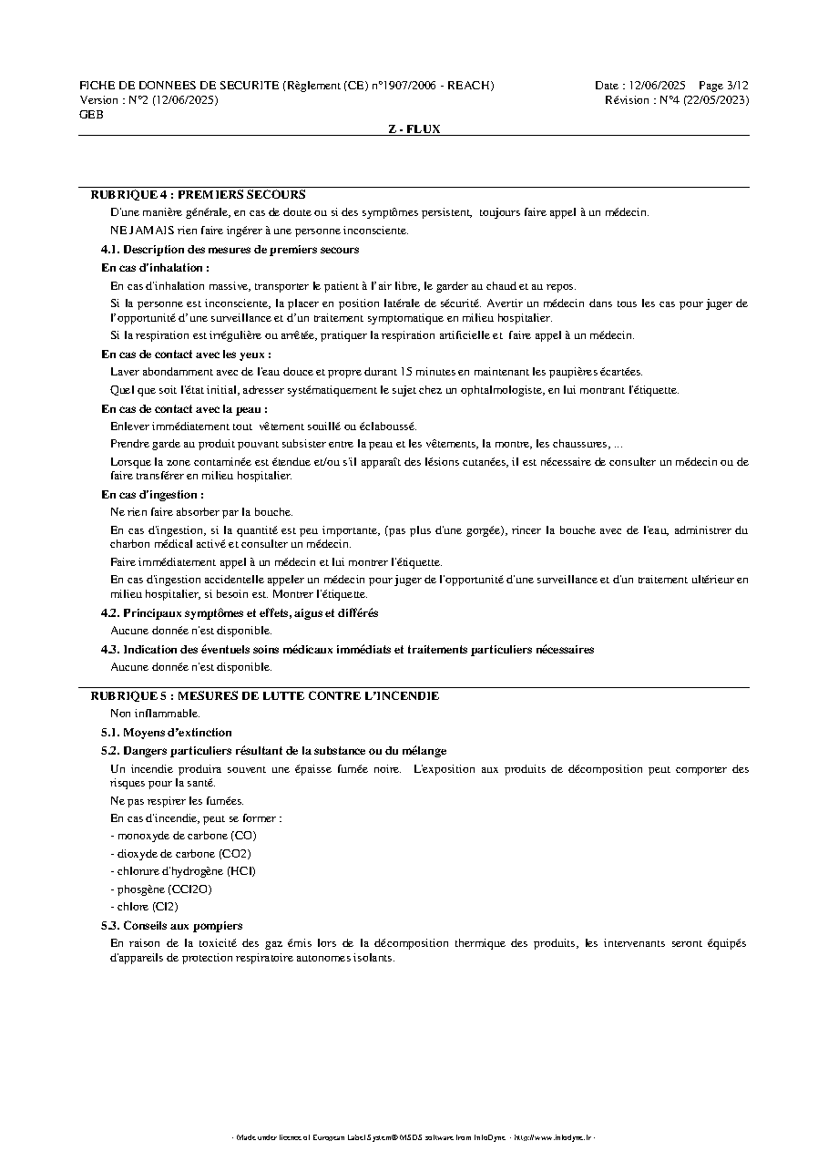 Fiche technique fournisseur