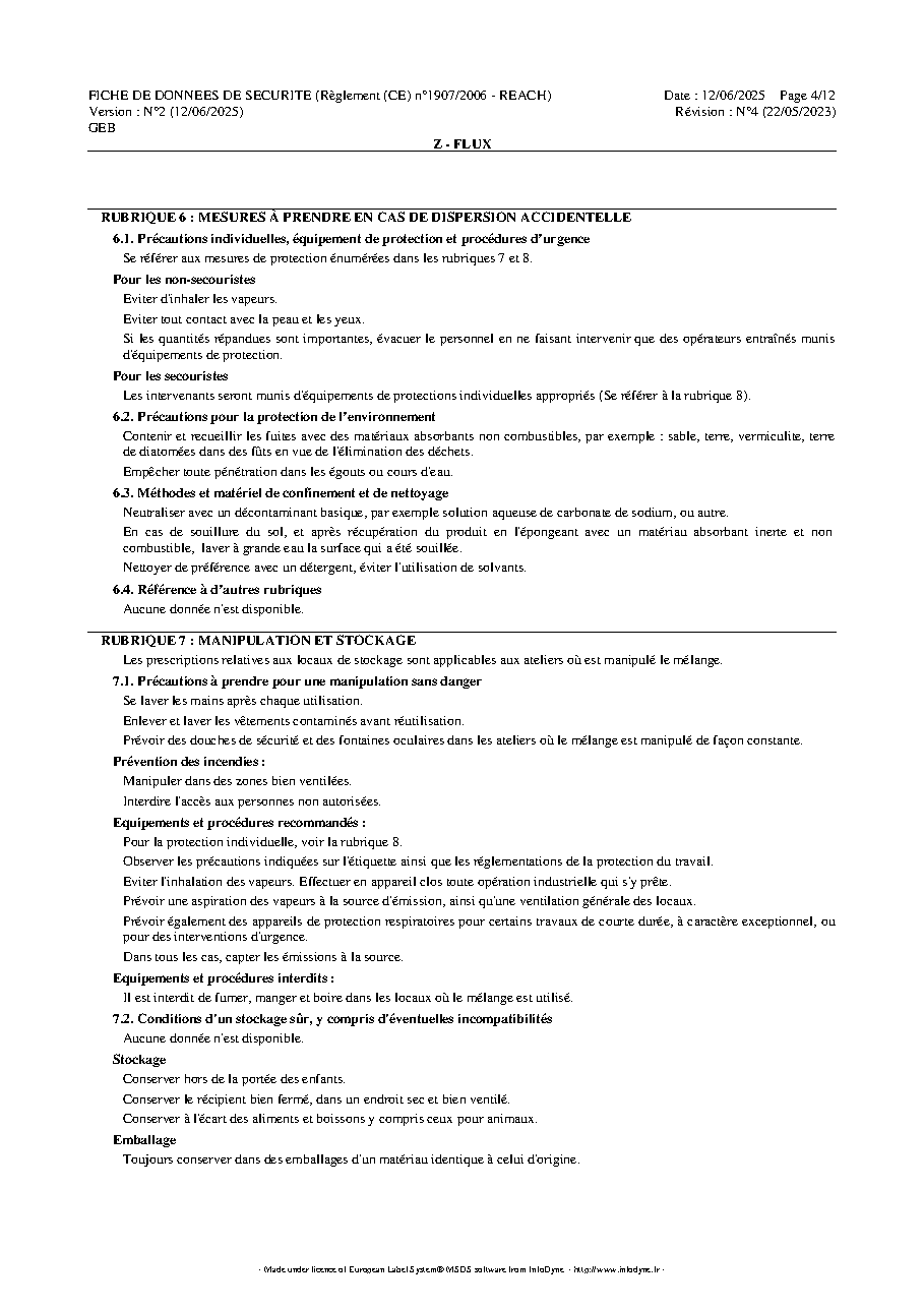 Fiche technique fournisseur