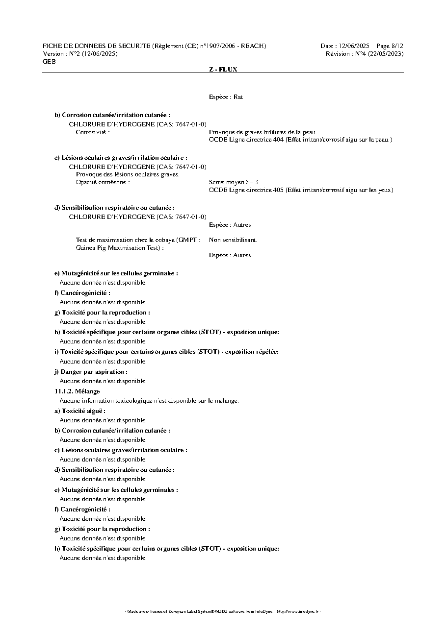 Fiche technique fournisseur