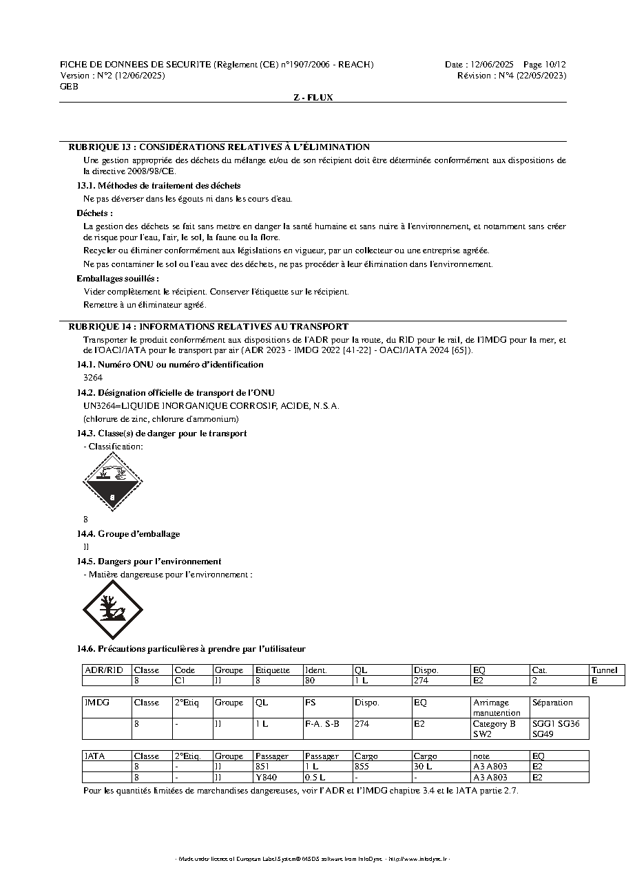 Fiche technique fournisseur