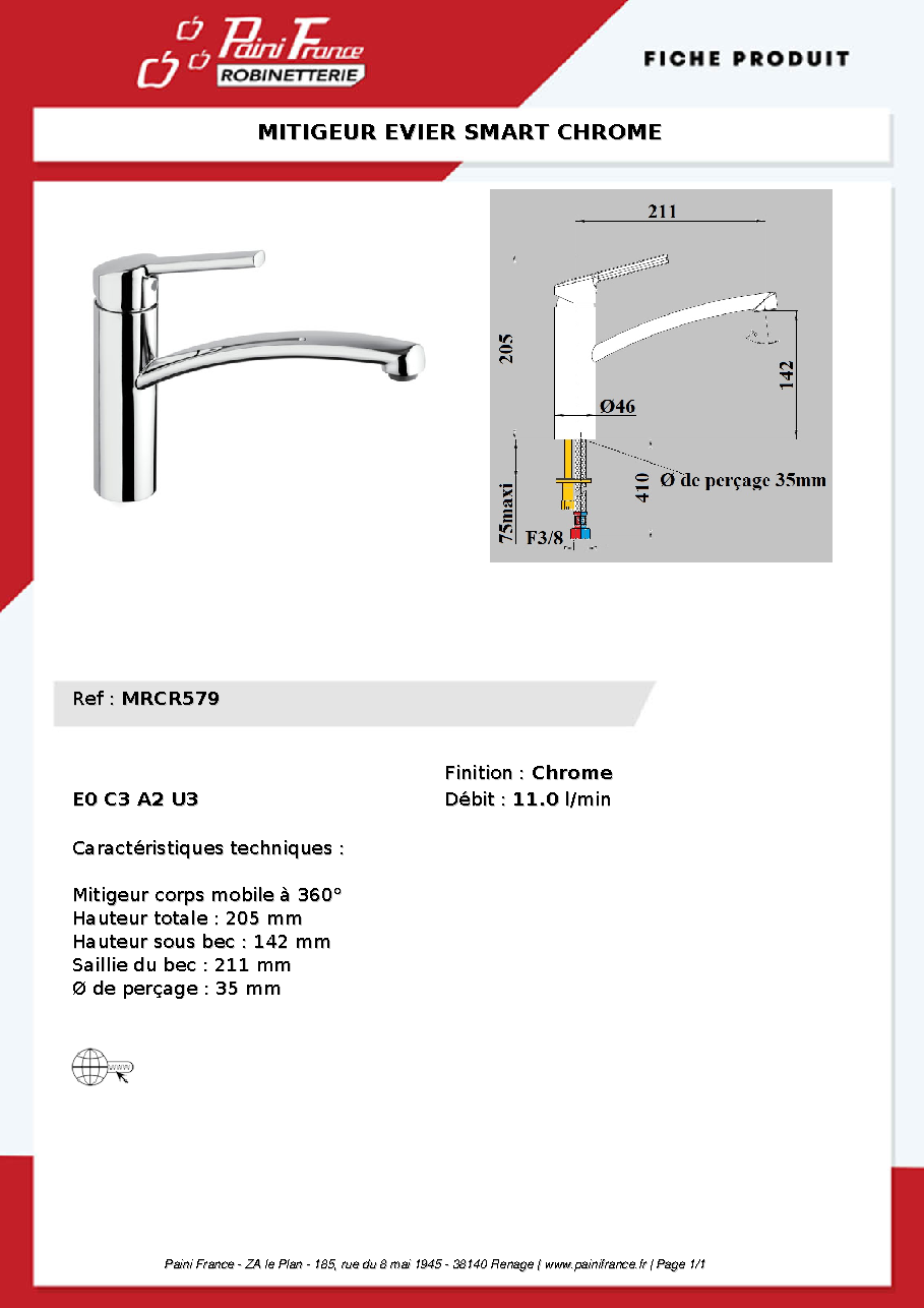 Fiche technique fournisseur