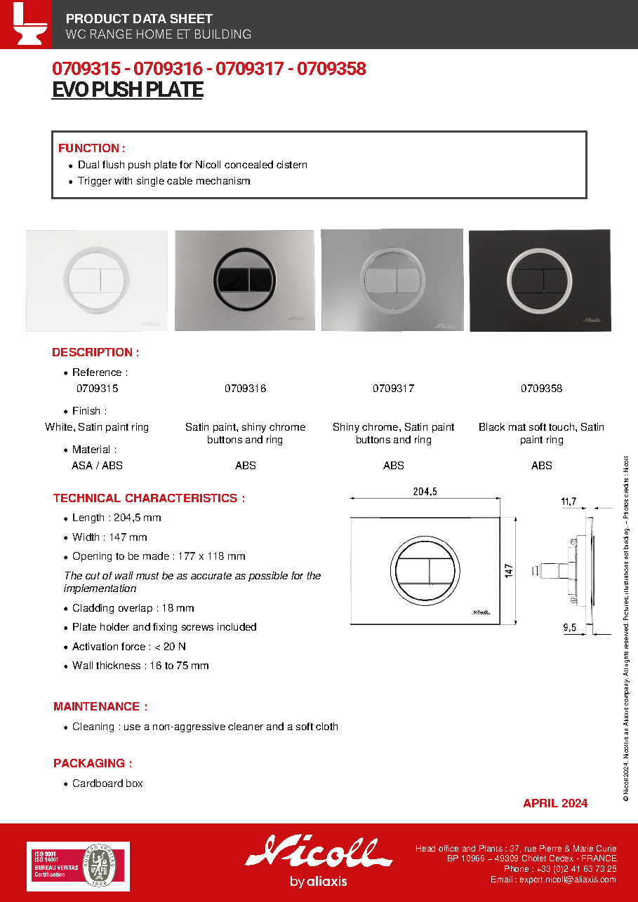 Fiche technique fournisseur