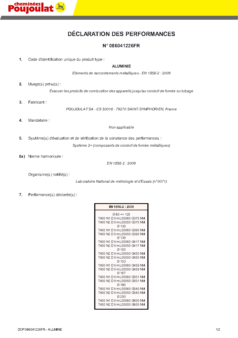 Fiche technique fournisseur