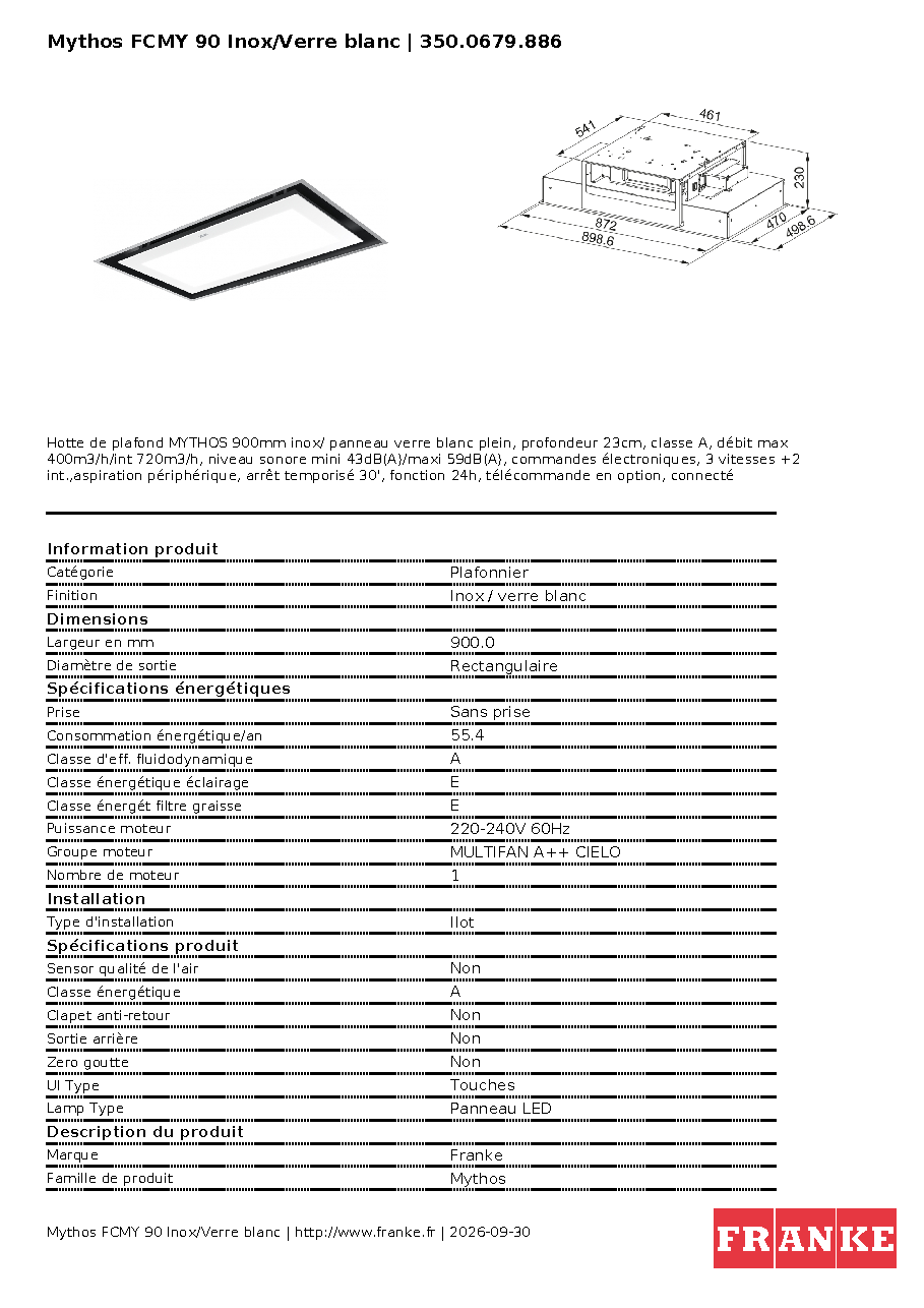 Fiche technique fournisseur