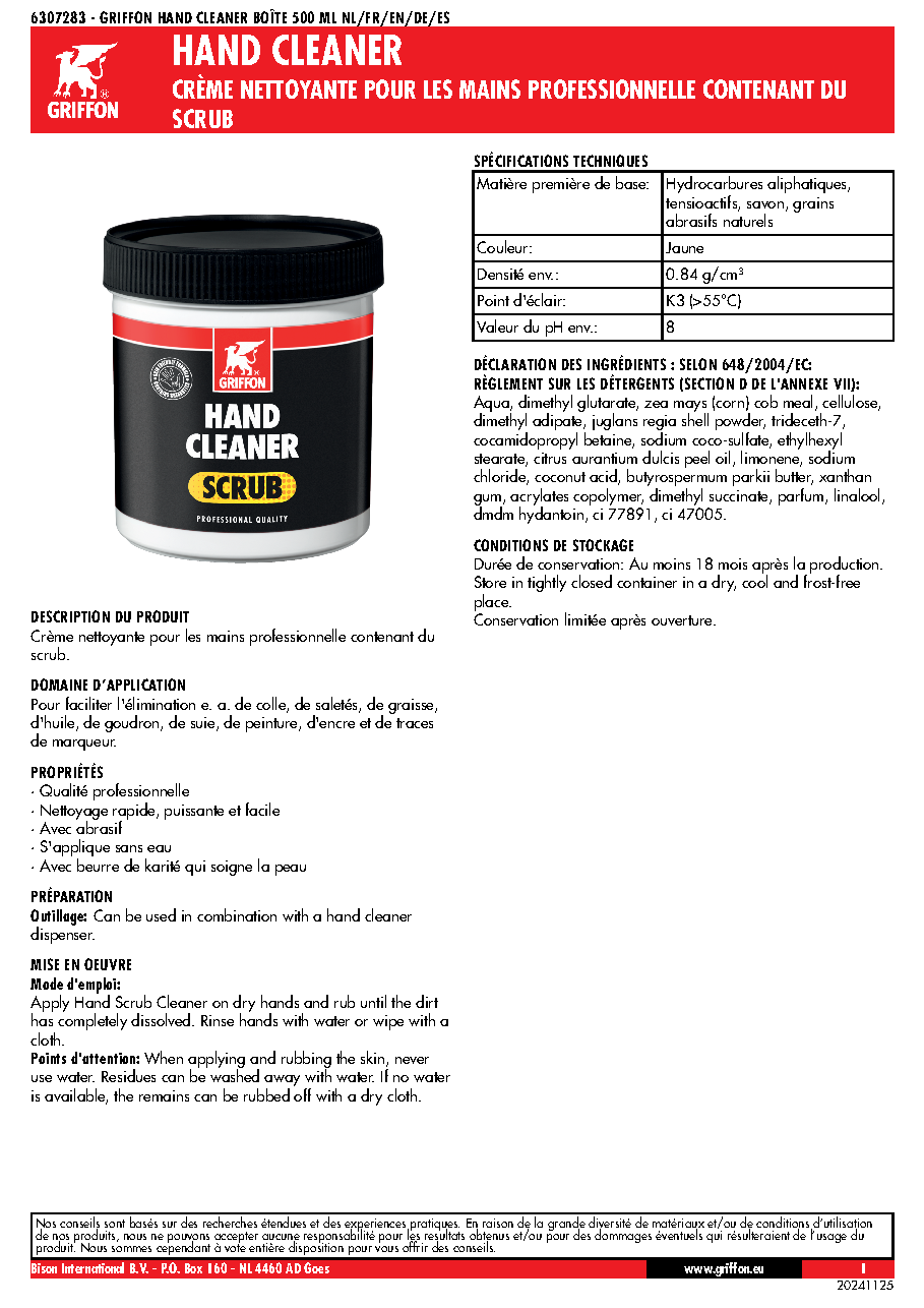 Fiche technique fournisseur