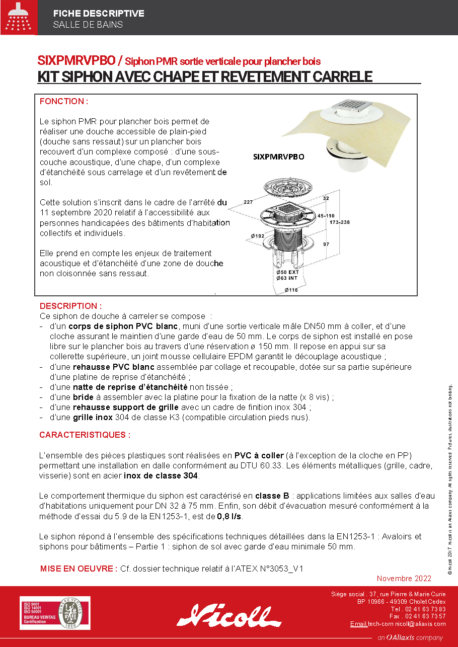 Fiche technique fournisseur