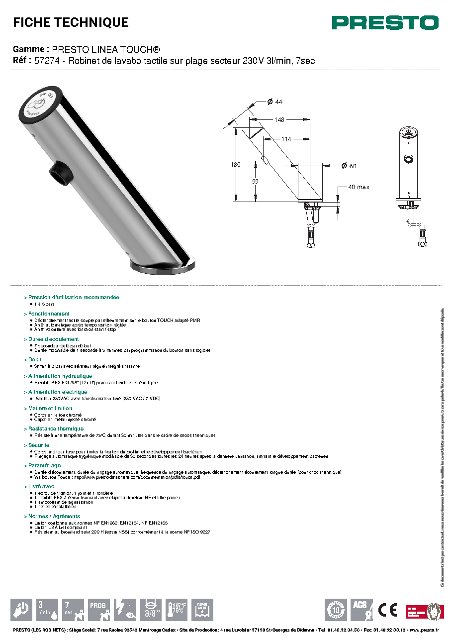 Fiche technique fournisseur