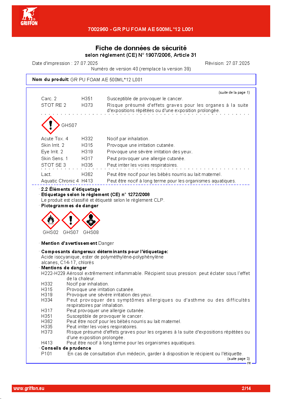 Fiche technique fournisseur