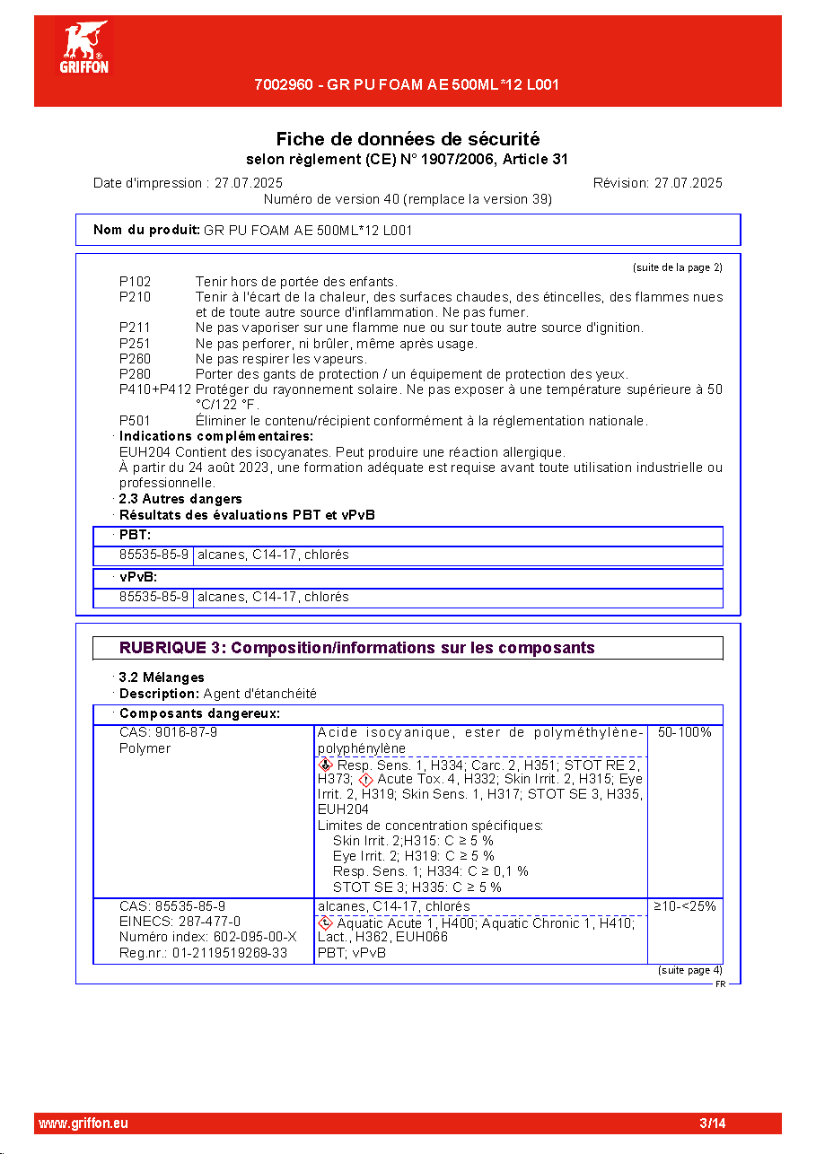 Fiche technique fournisseur