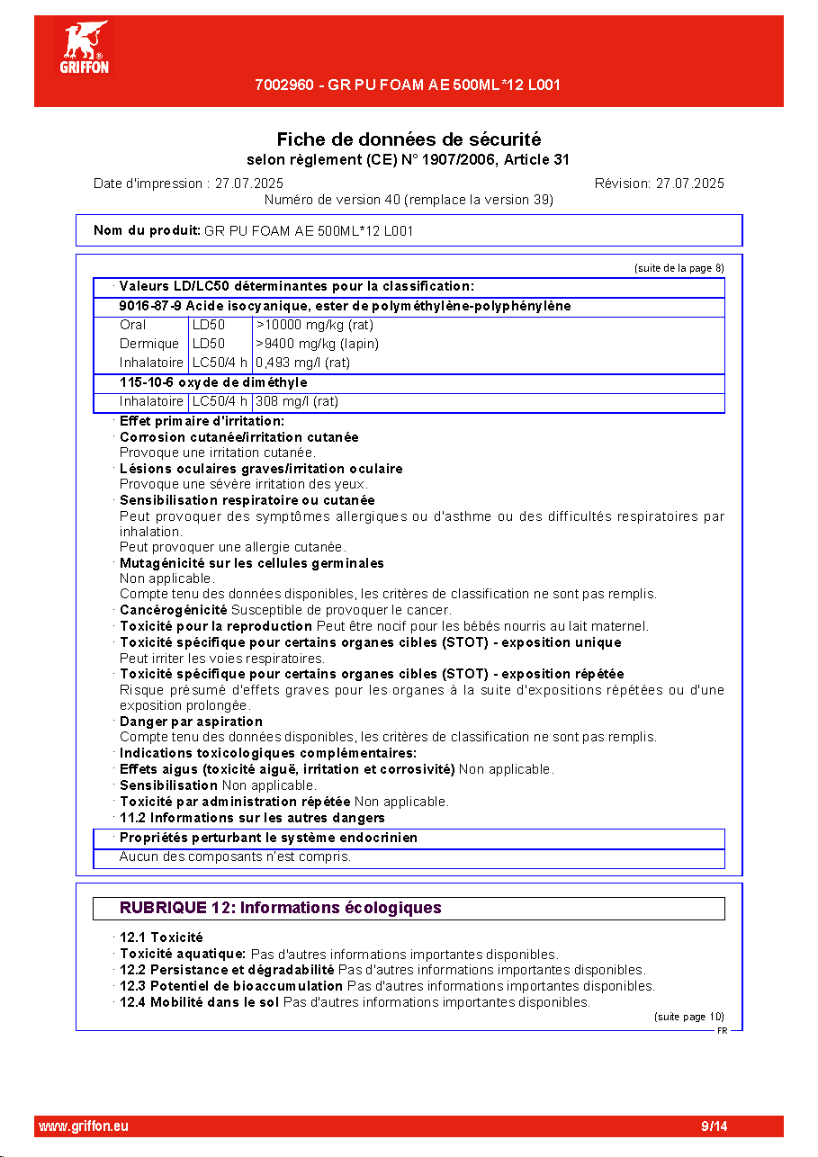 Fiche technique fournisseur