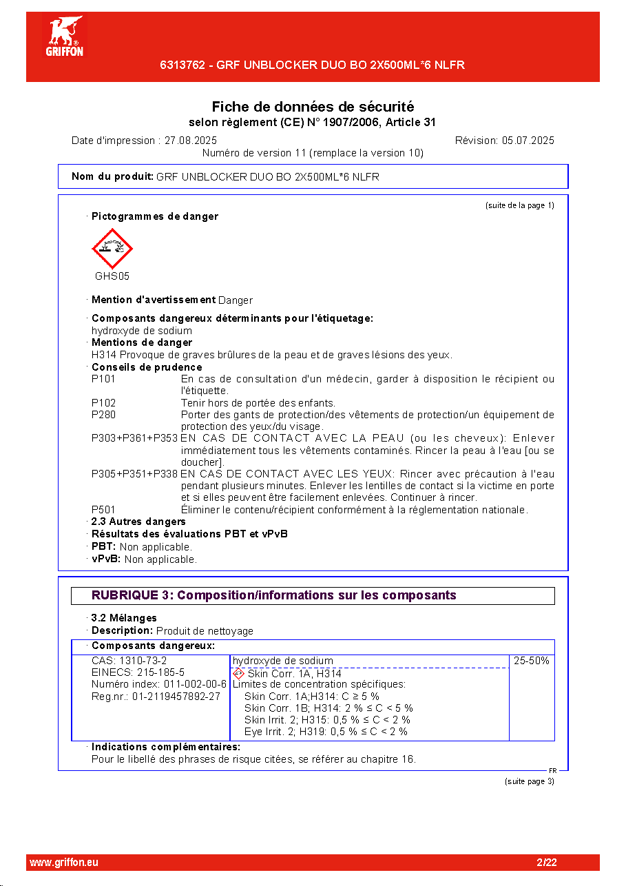 Fiche technique fournisseur
