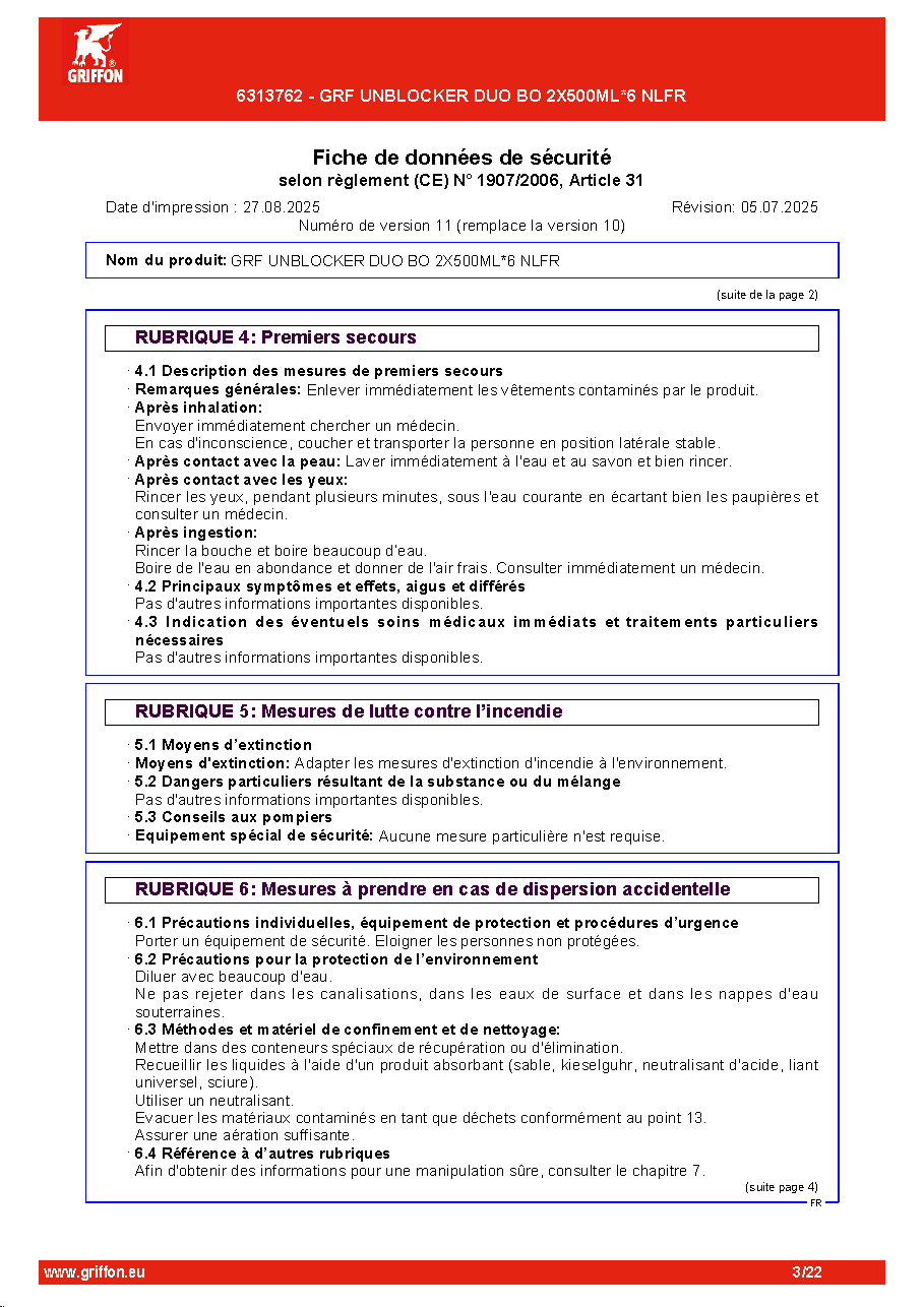 Fiche technique fournisseur