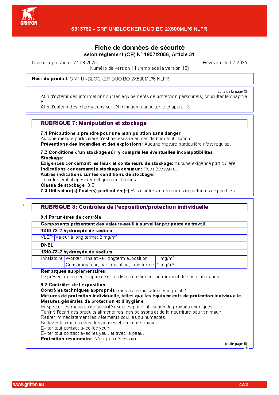 Fiche technique fournisseur
