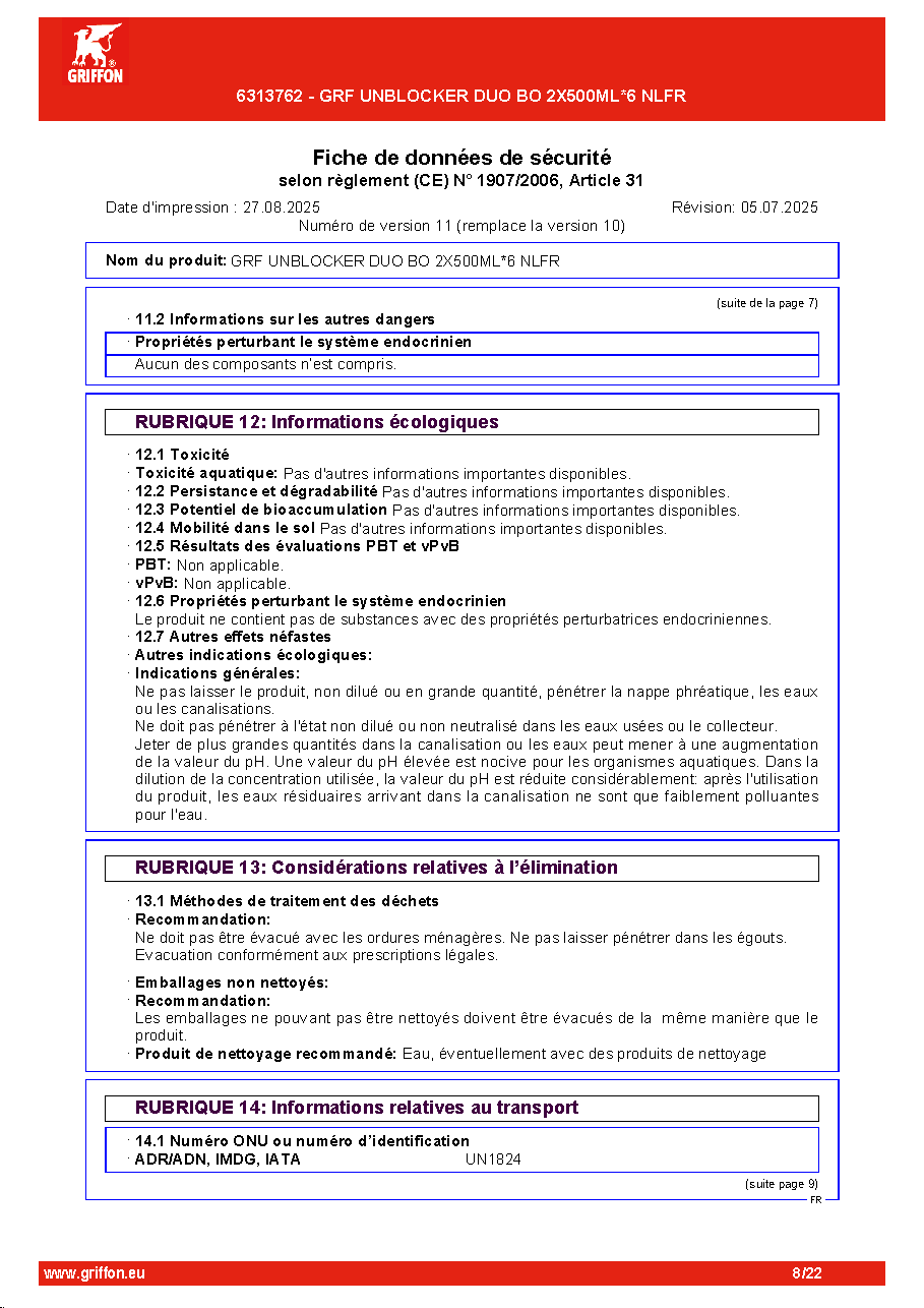 Fiche technique fournisseur