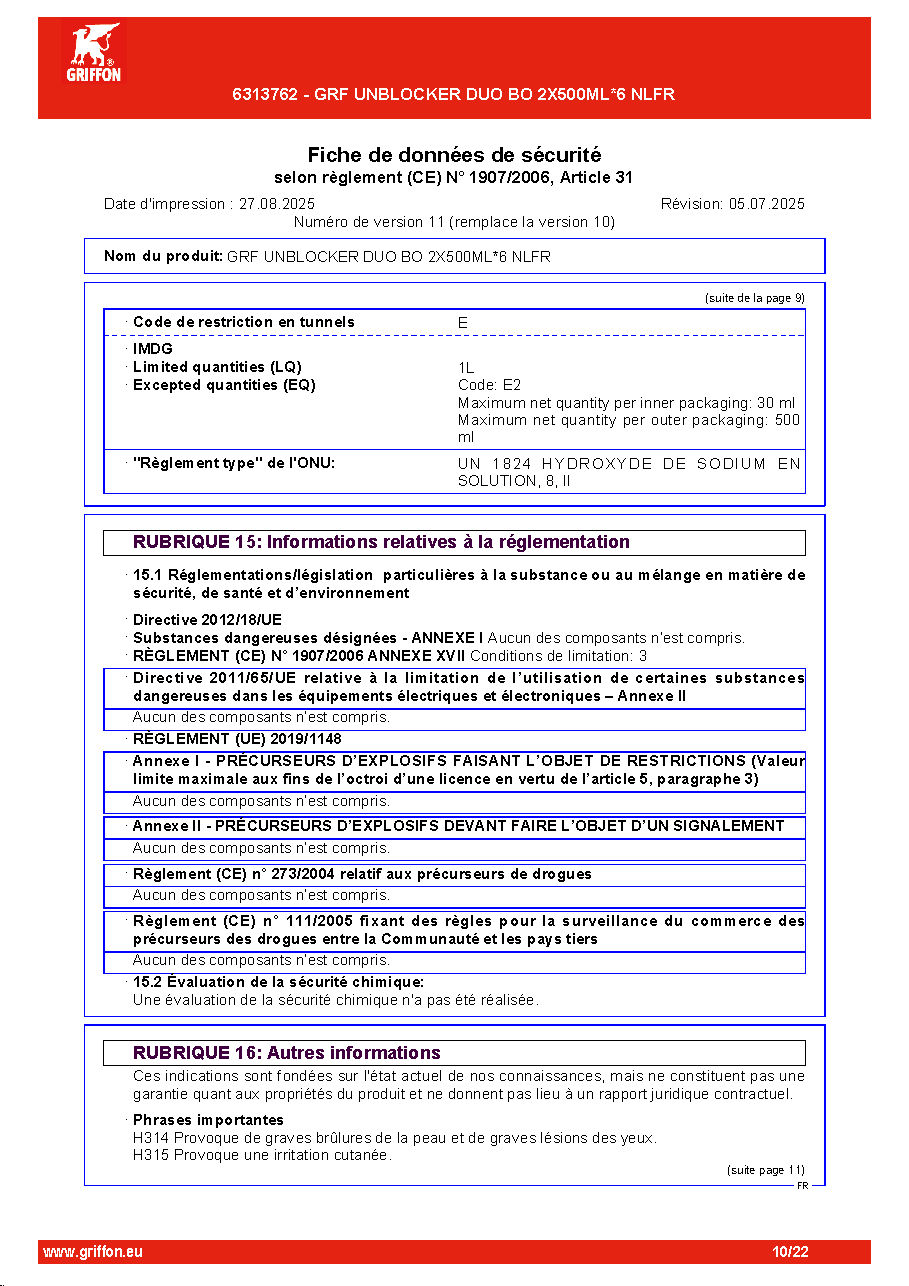 Fiche technique fournisseur