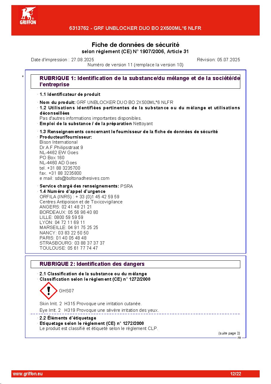 Fiche technique fournisseur