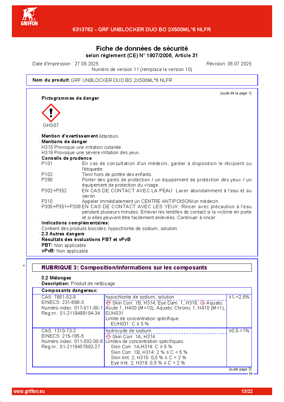 Fiche technique fournisseur