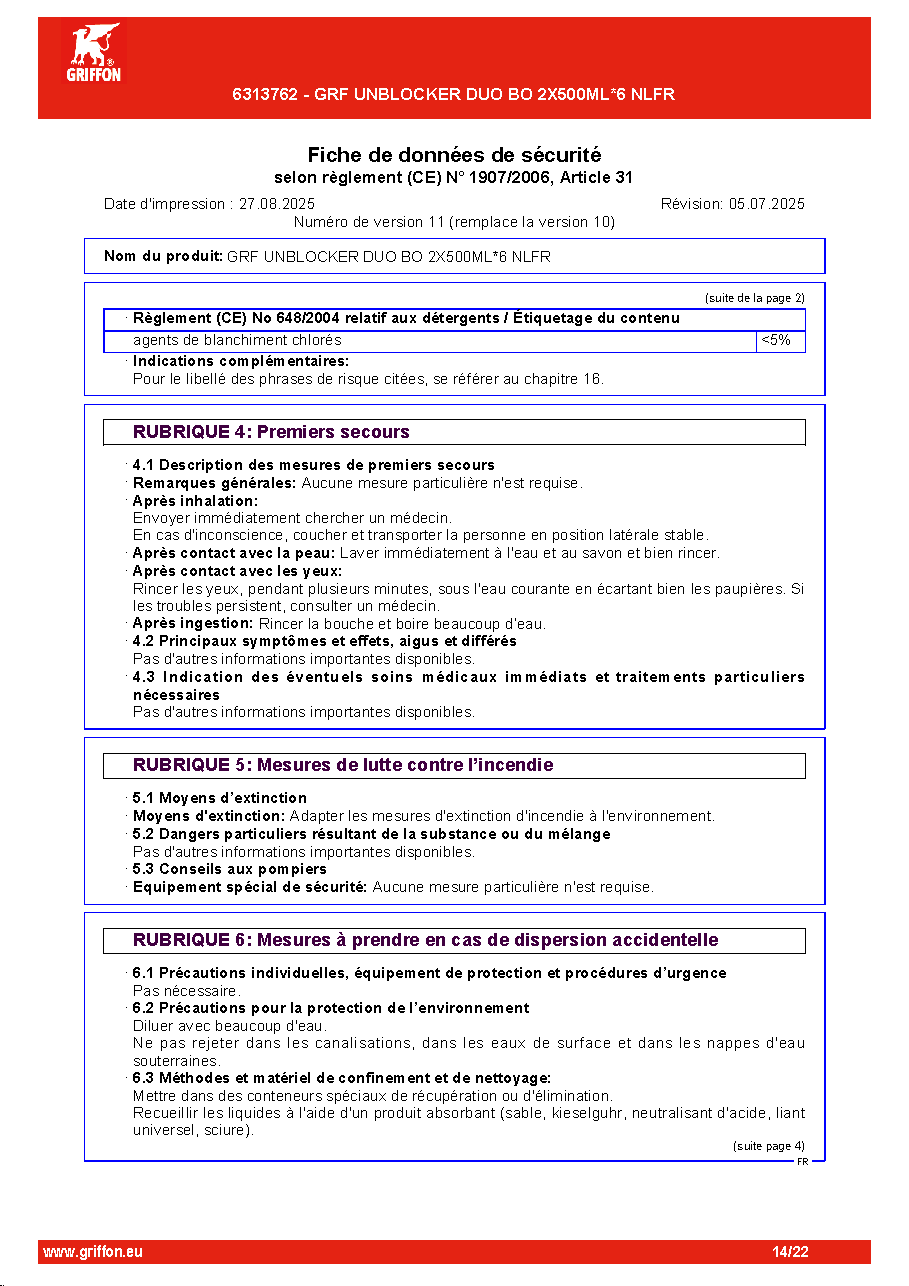 Fiche technique fournisseur
