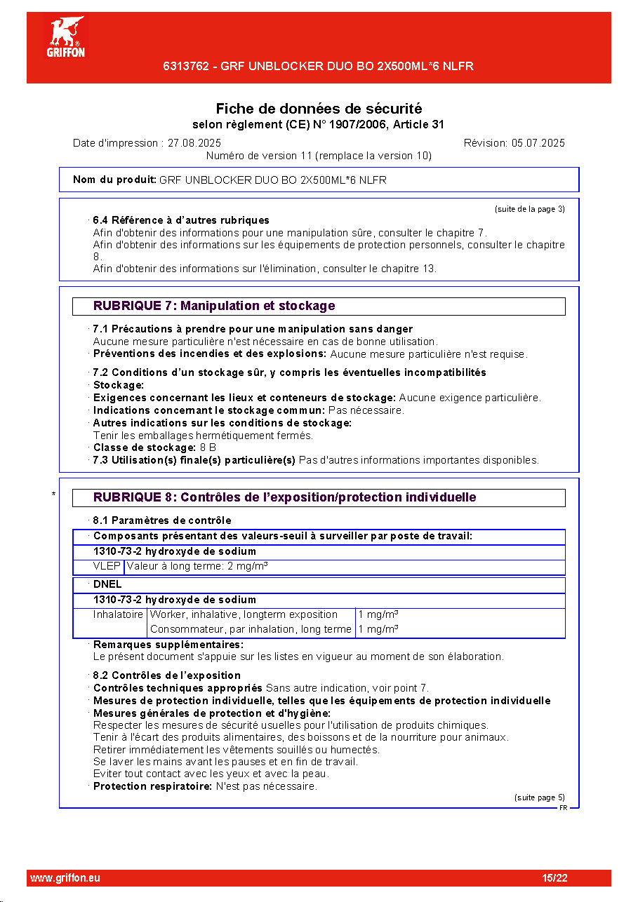 Fiche technique fournisseur