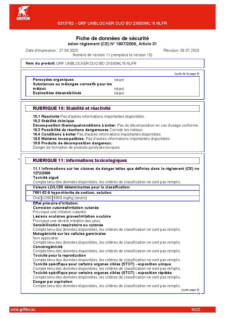 Fiche technique fournisseur