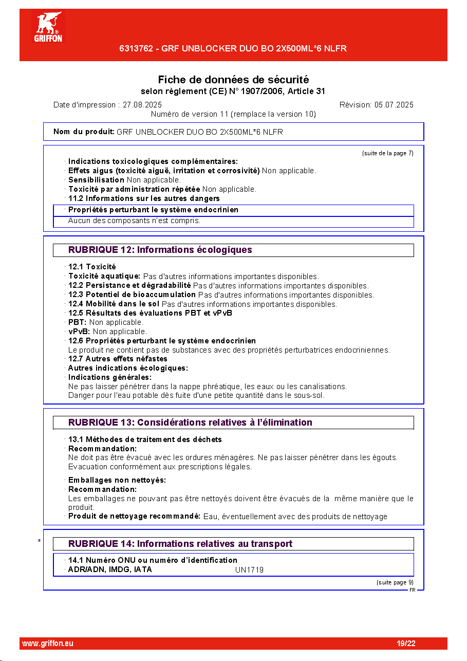 Fiche technique fournisseur