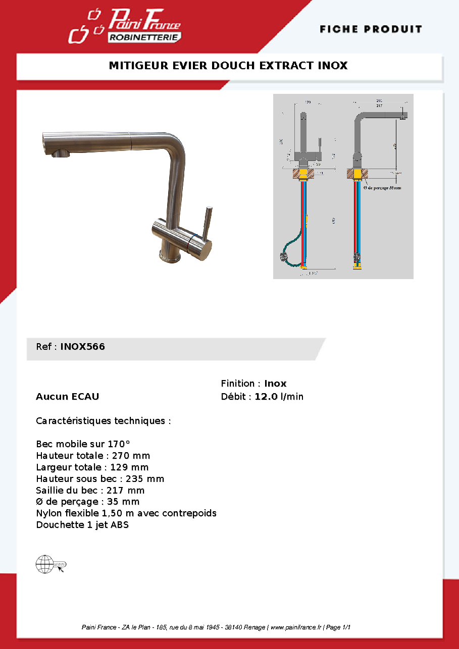 Fiche technique fournisseur