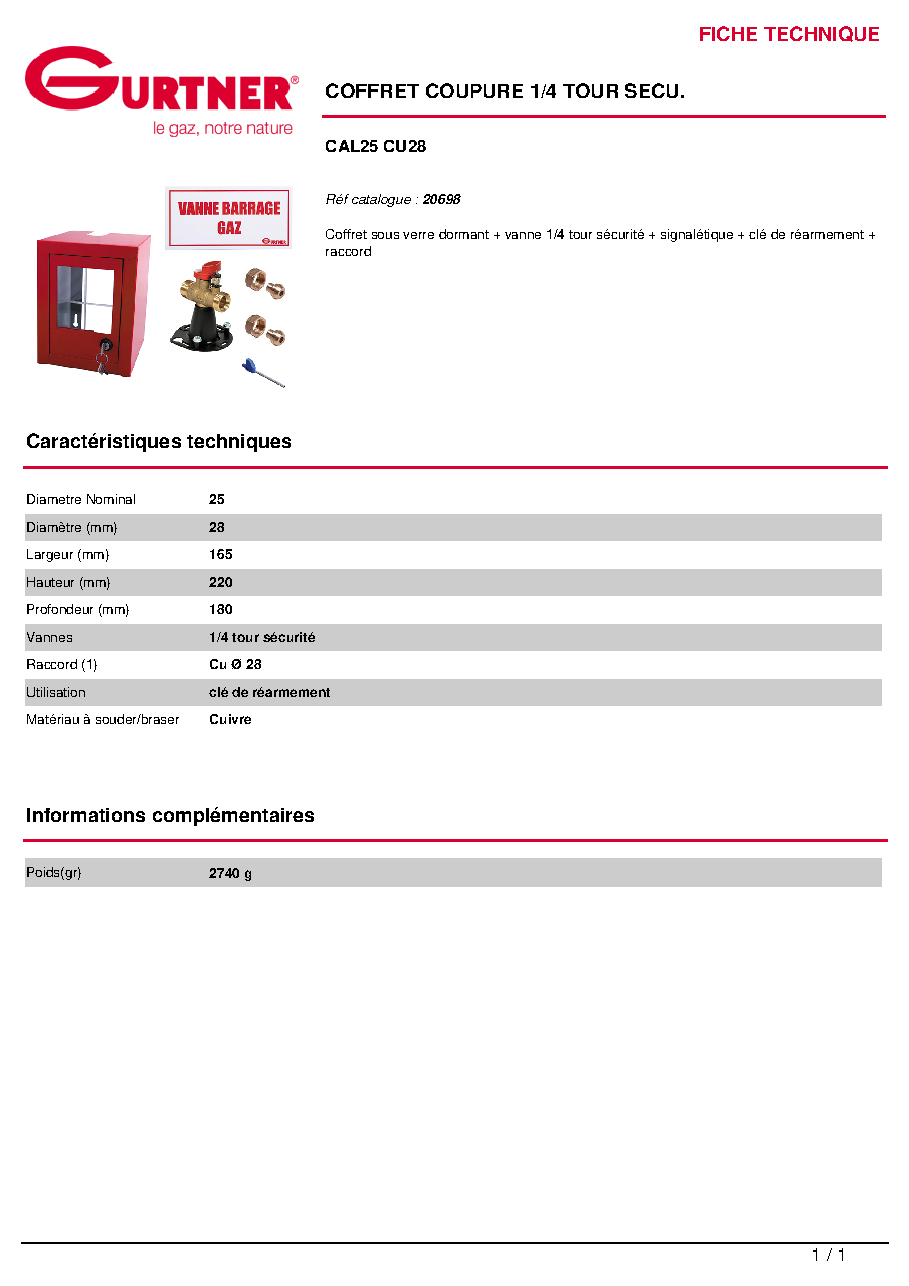Fiche technique fournisseur
