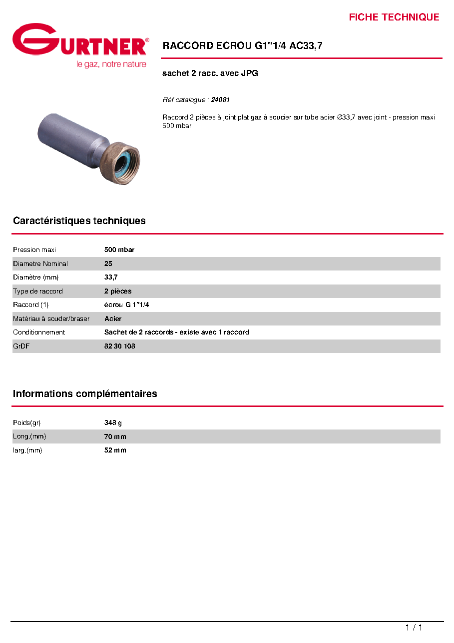 Fiche technique fournisseur