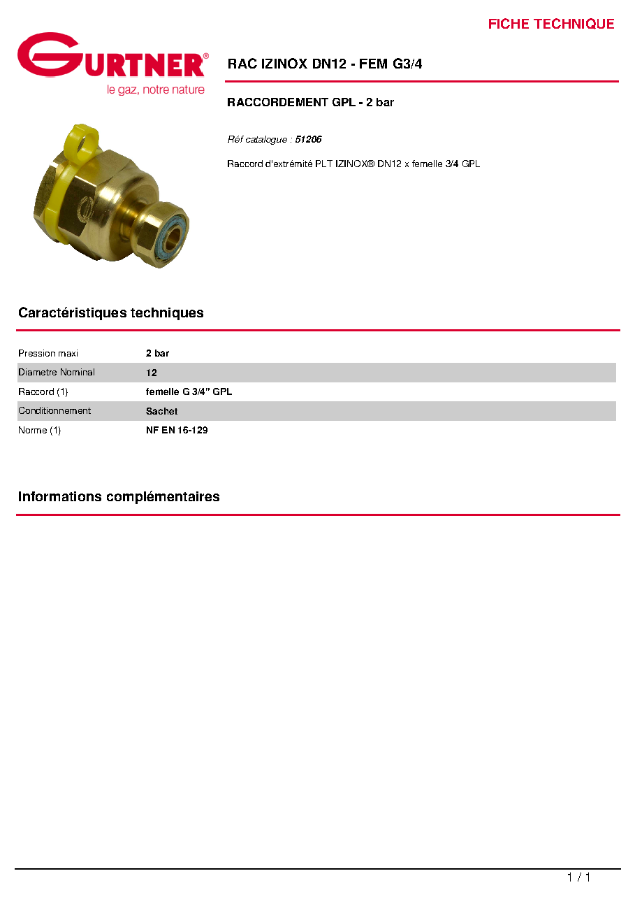 Fiche technique fournisseur