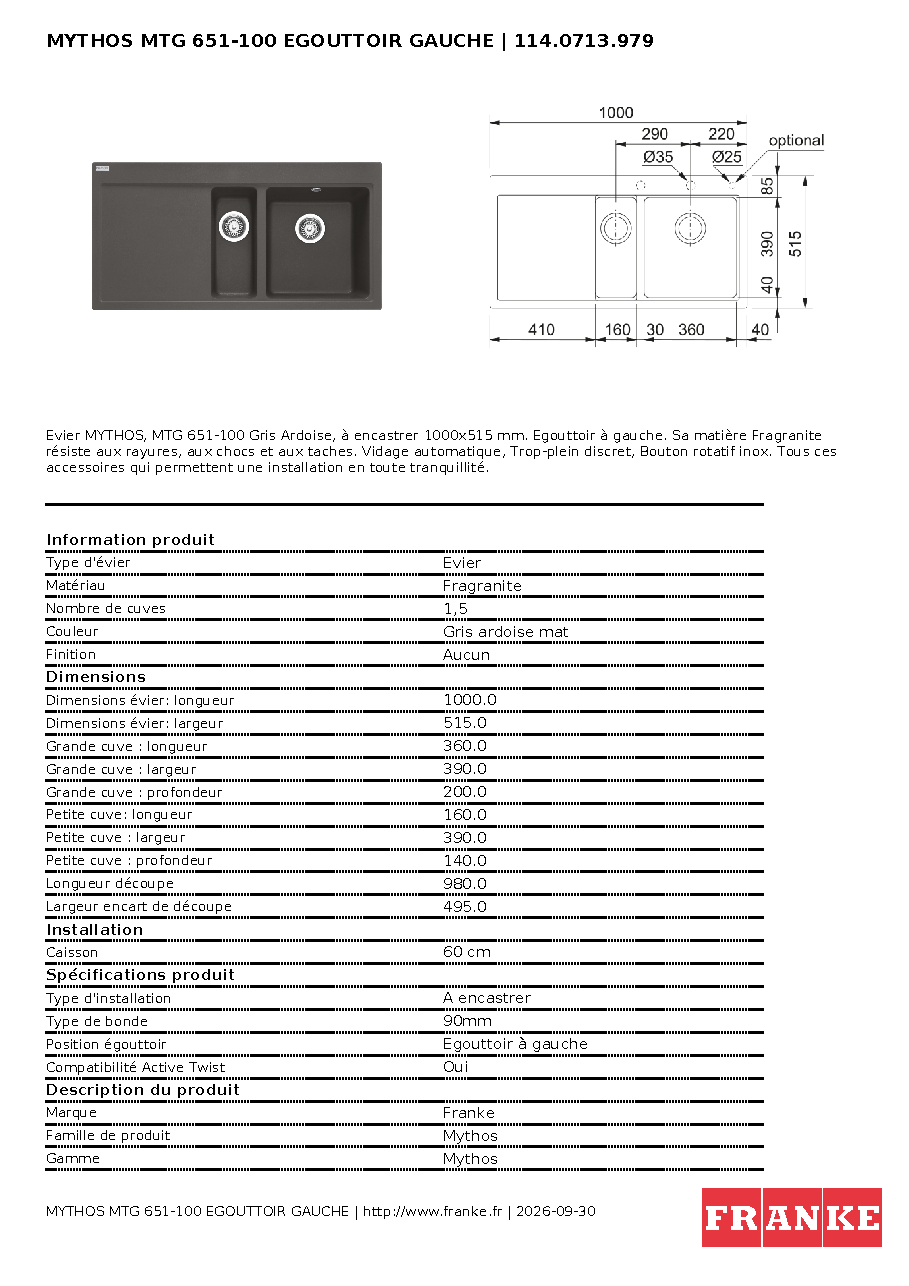 Fiche technique fournisseur