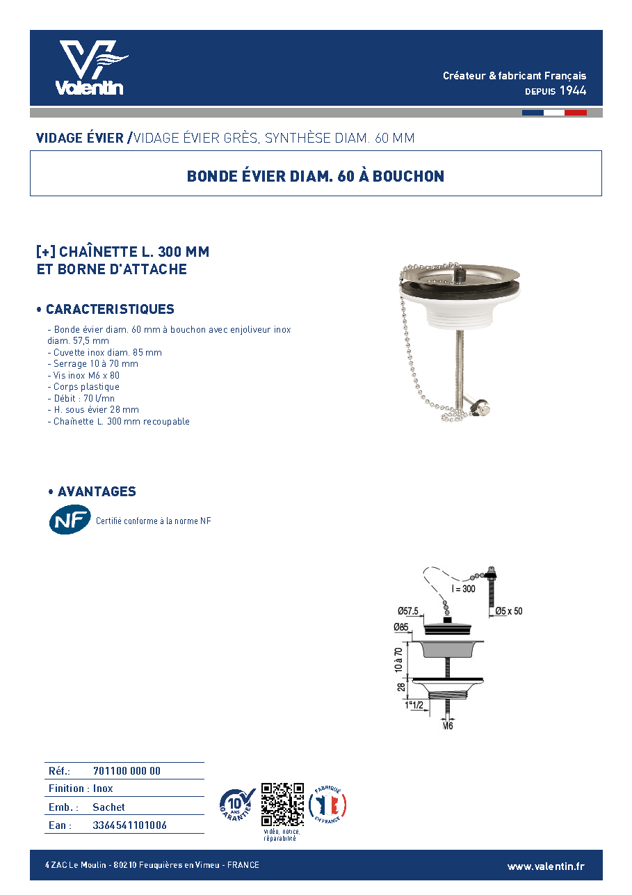 Fiche technique fournisseur