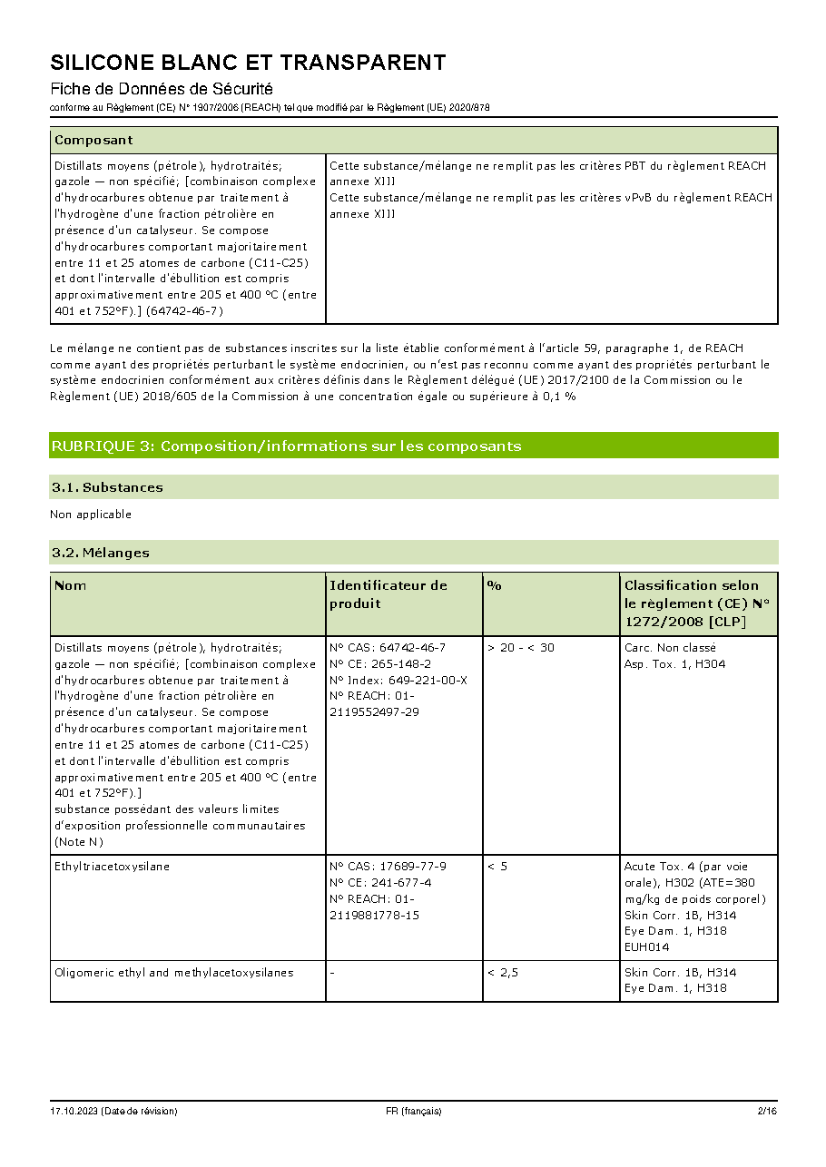 Fiche technique fournisseur